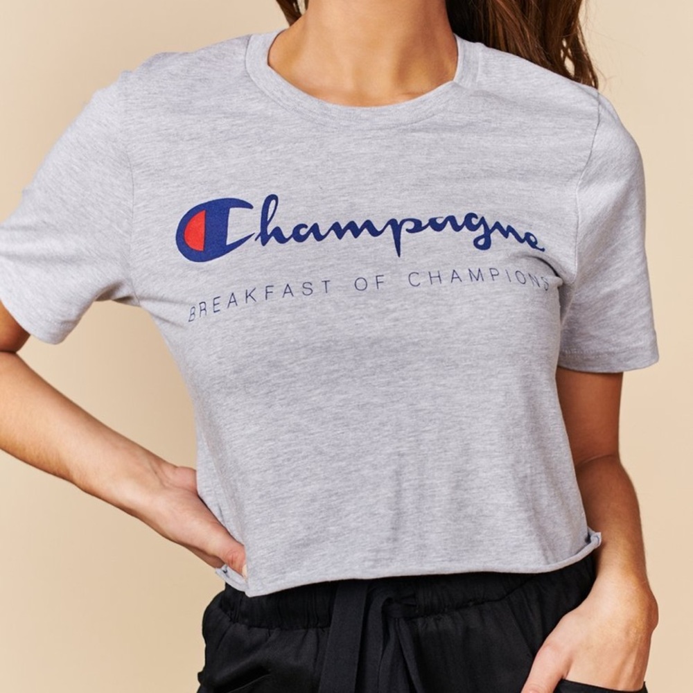 Gray “Champagne” Crop Top